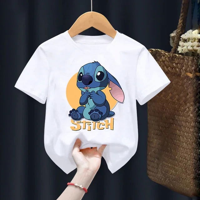 Disney Lilo Stitch Children T-Shirt Kawaii T Shirt Anime Cartoons Children Casual Clothes Tee Shirt Kid Girl Boy Fashion Y2K Top - Slobuy