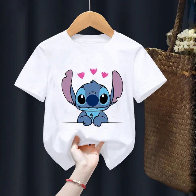Disney Lilo Stitch Children T-Shirt Kawaii T Shirt Anime Cartoons Children Casual Clothes Tee Shirt Kid Girl Boy Fashion Y2K Top - Slobuy