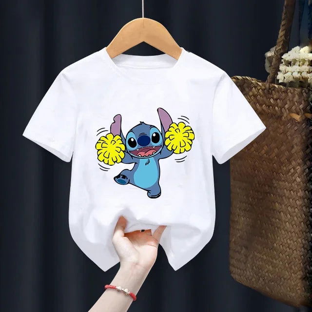 Disney Lilo Stitch Children T-Shirt Kawaii T Shirt Anime Cartoons Children Casual Clothes Tee Shirt Kid Girl Boy Fashion Y2K Top - Slobuy