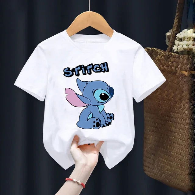 Disney Lilo Stitch Children T-Shirt Kawaii T Shirt Anime Cartoons Children Casual Clothes Tee Shirt Kid Girl Boy Fashion Y2K Top - Slobuy
