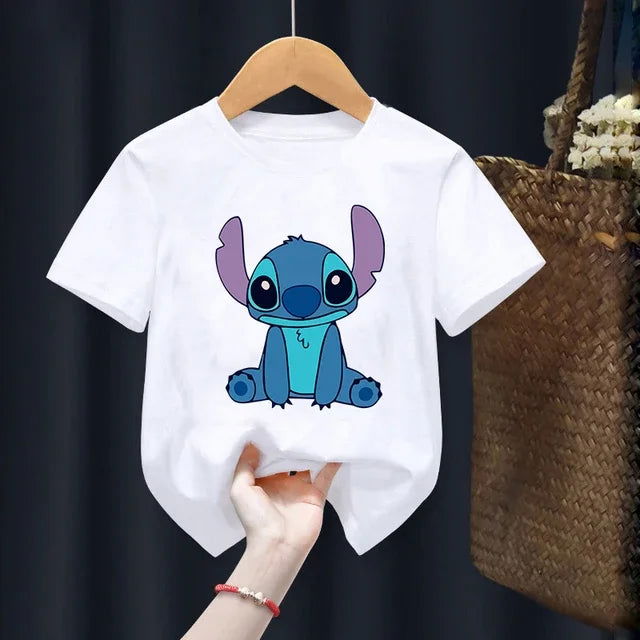 Disney Lilo Stitch Children T-Shirt Kawaii T Shirt Anime Cartoons Children Casual Clothes Tee Shirt Kid Girl Boy Fashion Y2K Top - Slobuy