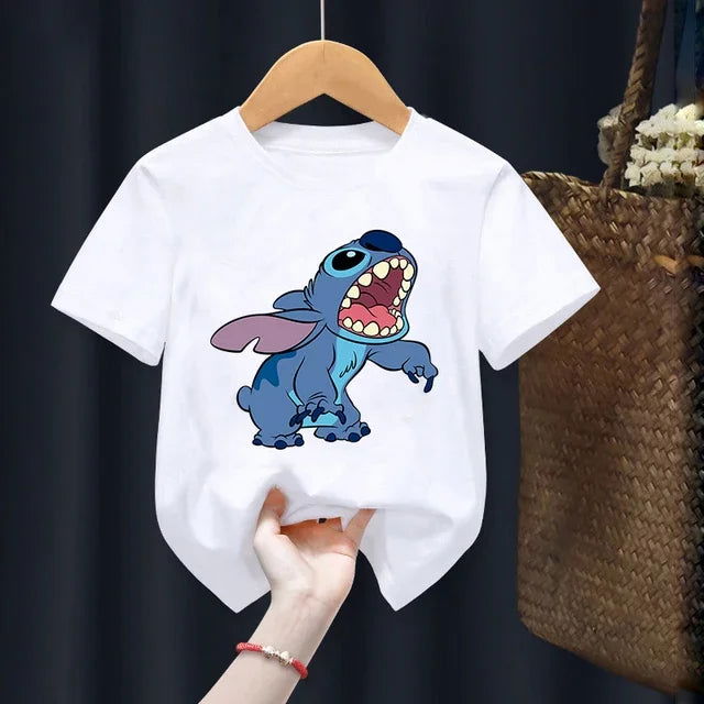 Disney Lilo Stitch Children T-Shirt Kawaii T Shirt Anime Cartoons Children Casual Clothes Tee Shirt Kid Girl Boy Fashion Y2K Top - Slobuy