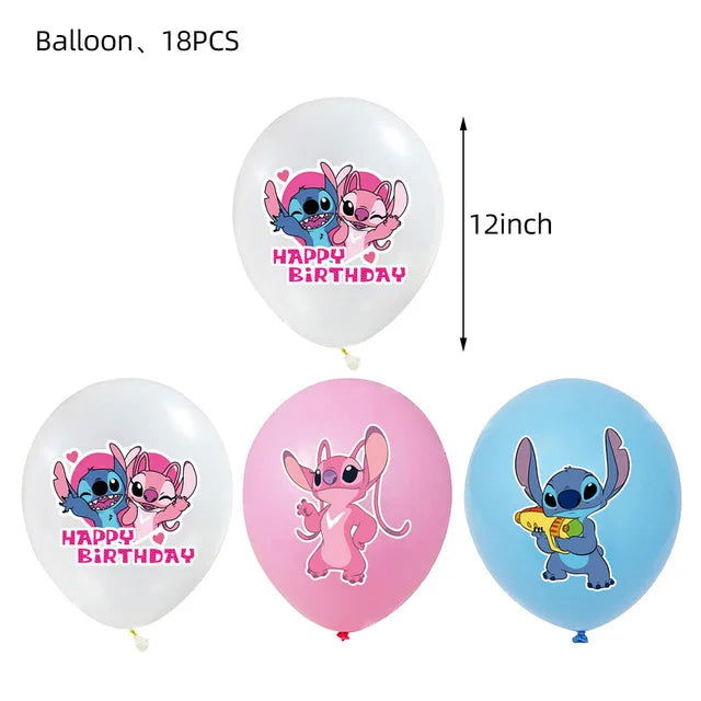 Disney Lilo&Stitch themed birthday party decoration cartoon helium latex balloon baby shower party supplies childrens toys gifts - Slobuy