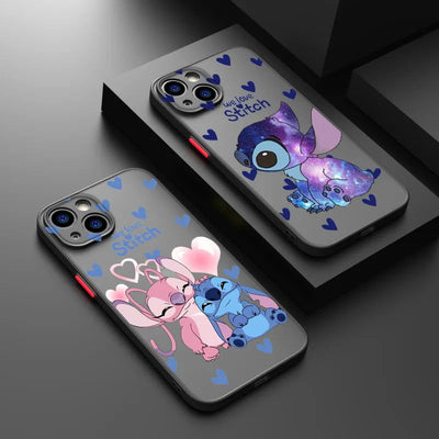 Disney Stitch Cute For iPhone 14 13 12 11 Pro Max XS Max X XR 7 8 Plus 6S 5S Frosted Translucent Phone Case - Slobuy
