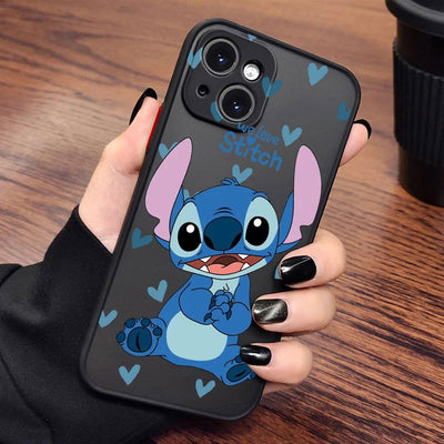 Disney Stitch Cute For iPhone 14 13 12 11 Pro Max XS Max X XR 7 8 Plus 6S 5S Frosted Translucent Phone Case - Slobuy