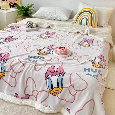 Disney Stitch Milk Velvet Flannel Children Adult Blanket Cartoon Cute Plush Air Conditioning Nap Blanket Quilt Soft Shawl Gift - Slobuy