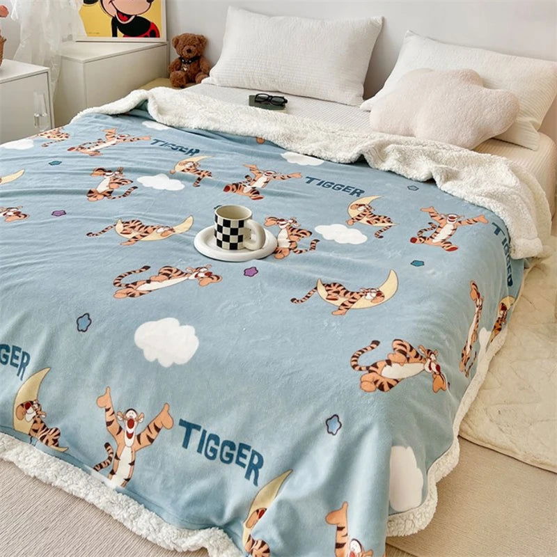 Disney Stitch Milk Velvet Flannel Children Adult Blanket Cartoon Cute Plush Air Conditioning Nap Blanket Quilt Soft Shawl Gift - Slobuy