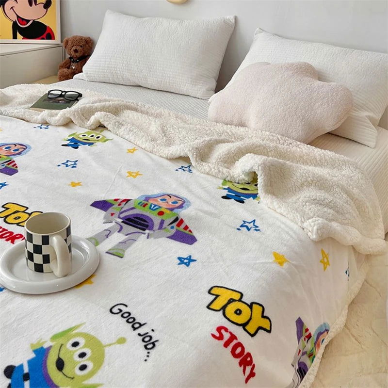 Disney Stitch Milk Velvet Flannel Children Adult Blanket Cartoon Cute Plush Air Conditioning Nap Blanket Quilt Soft Shawl Gift - Slobuy
