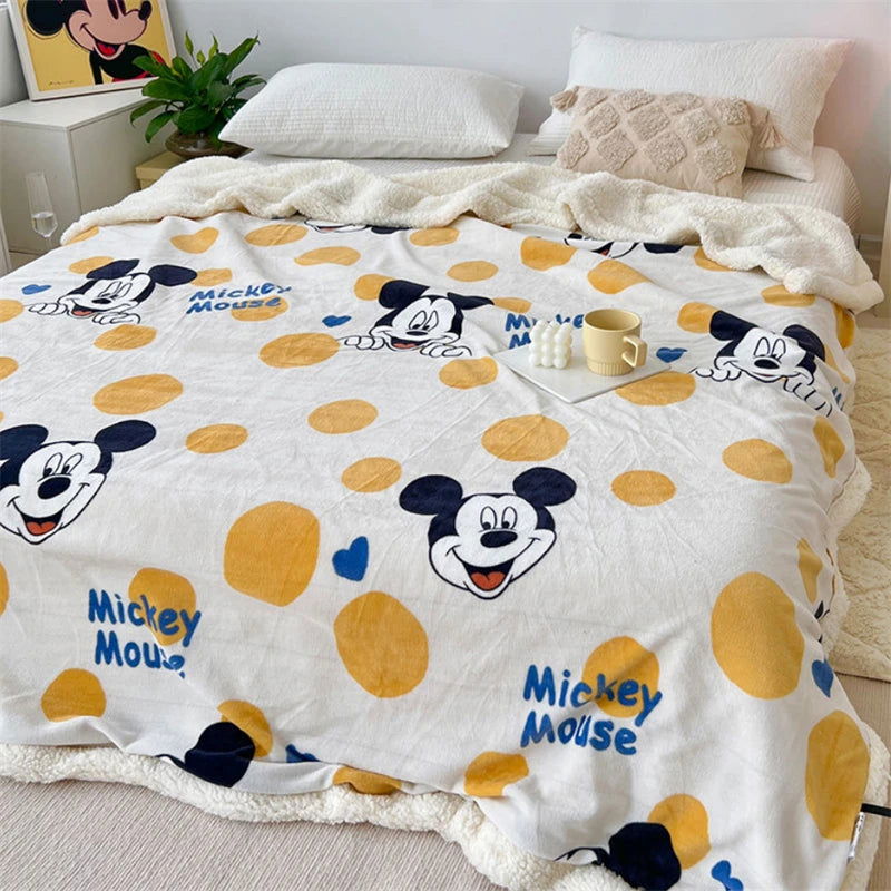 Disney Stitch Milk Velvet Flannel Children Adult Blanket Cartoon Cute Plush Air Conditioning Nap Blanket Quilt Soft Shawl Gift - Slobuy