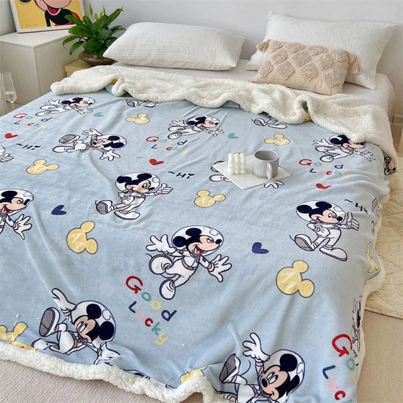 Disney Stitch Milk Velvet Flannel Children Adult Blanket Cartoon Cute Plush Air Conditioning Nap Blanket Quilt Soft Shawl Gift - Slobuy
