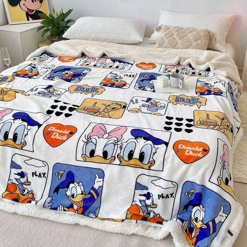 Disney Stitch Milk Velvet Flannel Children Adult Blanket Cartoon Cute Plush Air Conditioning Nap Blanket Quilt Soft Shawl Gift - Slobuy