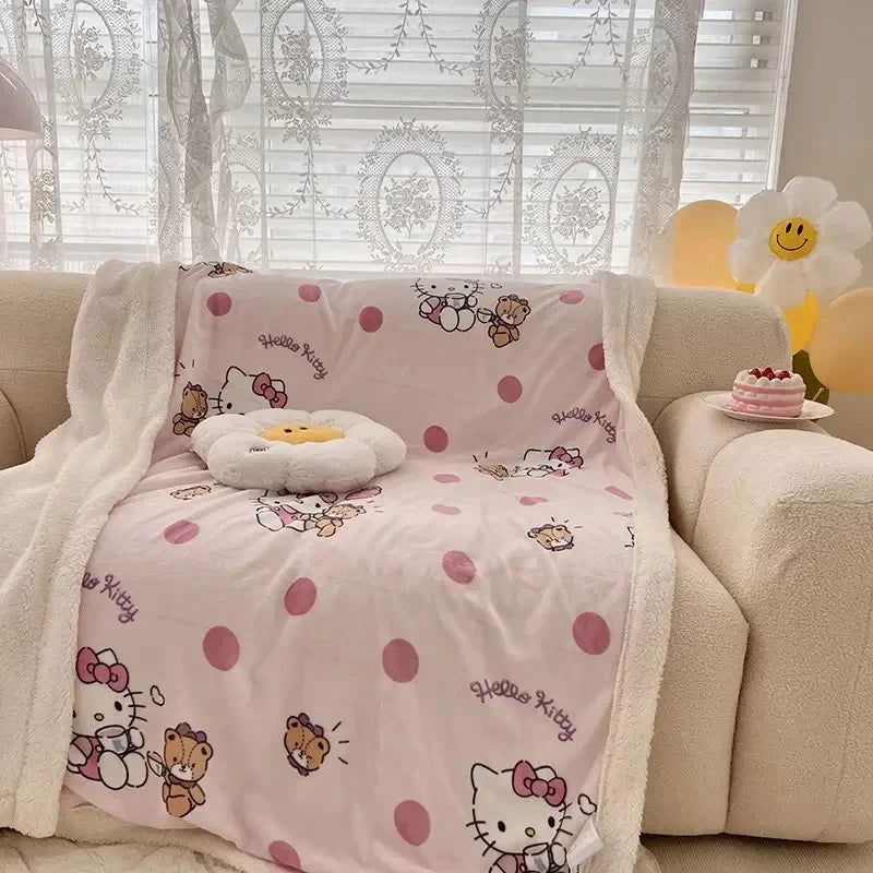 Disney Stitch Milk Velvet Flannel Children Adult Blanket Cartoon Cute Plush Air Conditioning Nap Blanket Quilt Soft Shawl Gift - Slobuy