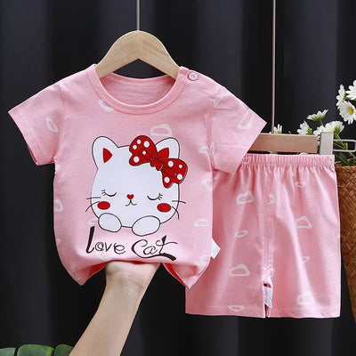 Disney Summer Baby Girl Clothes Set Cartoon Minnie Short Sleeve Cotton Girls Outfits for 0-3year Kids Clothes - Slobuy
