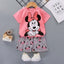 Disney Summer Baby Girl Clothes Set Cartoon Minnie Short Sleeve Cotton Girls Outfits for 0-3year Kids Clothes - Slobuy