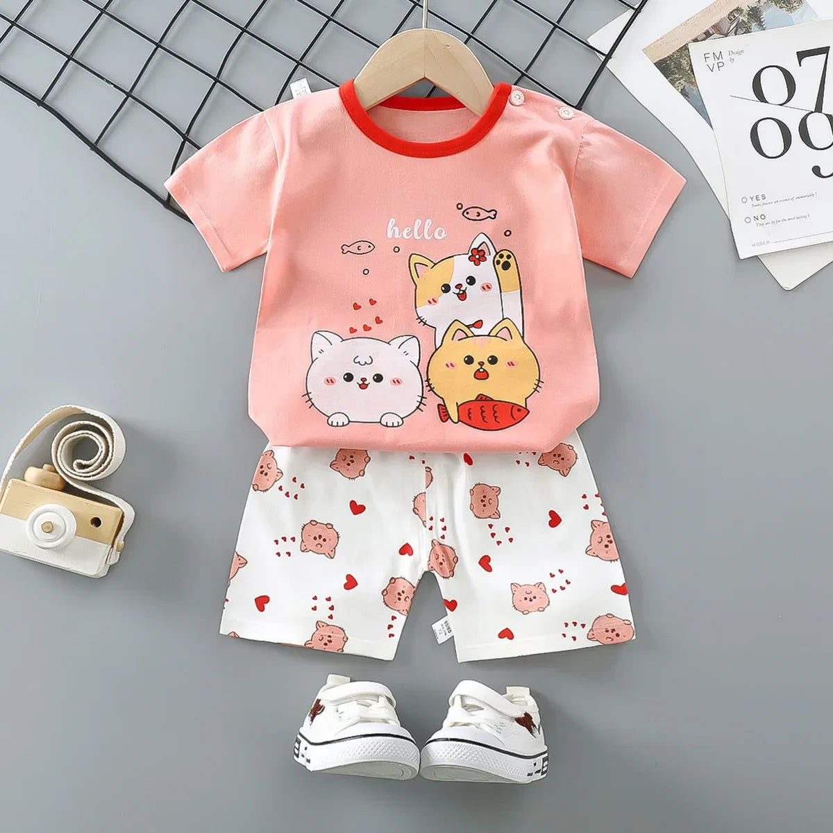 Disney Summer Baby Girl Clothes Set Cartoon Minnie Short Sleeve Cotton Girls Outfits for 0-3year Kids Clothes - Slobuy