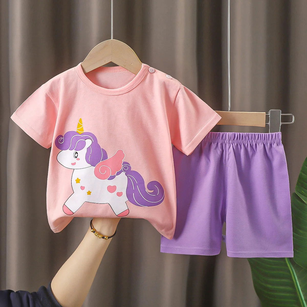Disney Summer Baby Girl Clothes Set Cartoon Minnie Short Sleeve Cotton Girls Outfits for 0-3year Kids Clothes - Slobuy