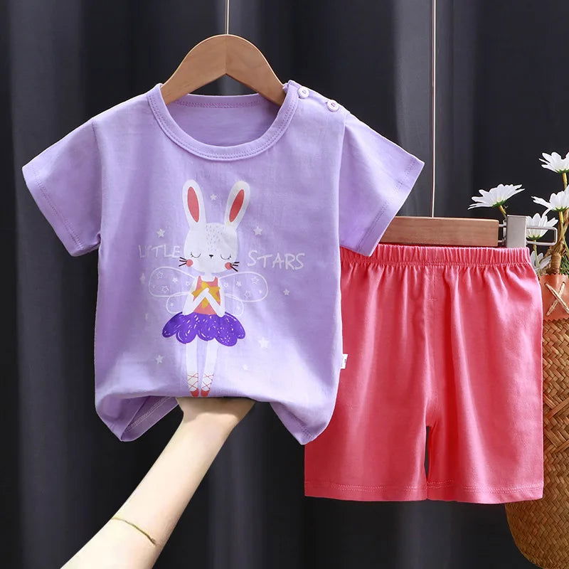 Disney Summer Baby Girl Clothes Set Cartoon Minnie Short Sleeve Cotton Girls Outfits for 0-3year Kids Clothes - Slobuy