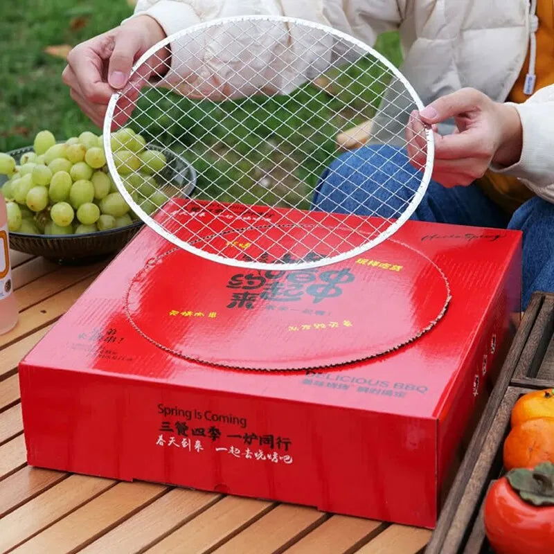 Disposable Camping BBQ Grill Set Fast Ignition Portable Household Outdoor Smoke-Free Carbon Garden Picnic Grilled Meat Rack - Slobuy