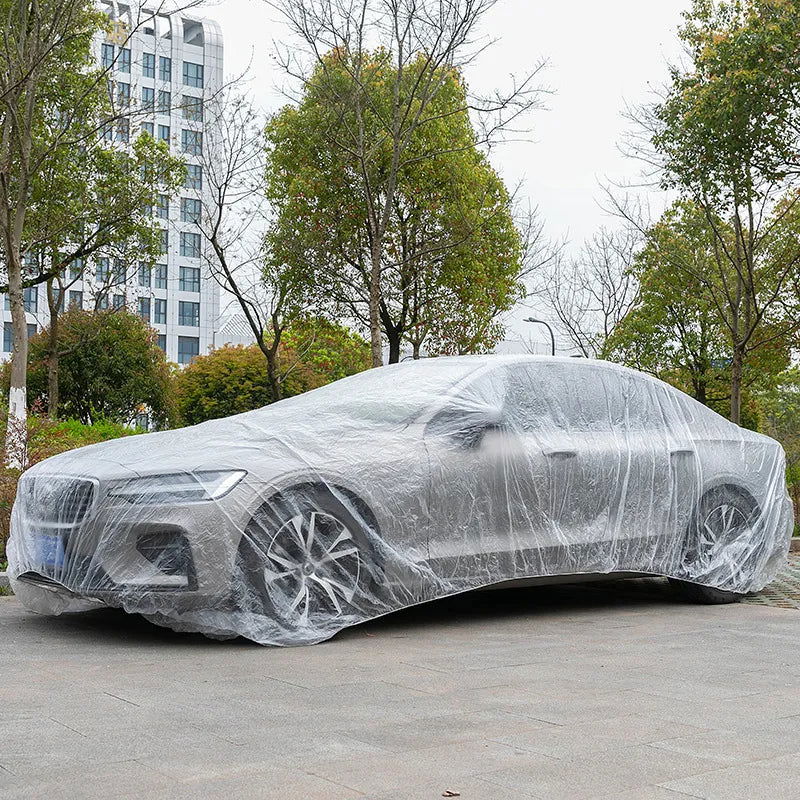 Disposable Transparent Car Clothing Cover Dustproof Rainproof Transparent Paint Dustproof Plastic PE Film Rainproof Car Cover - Slobuy