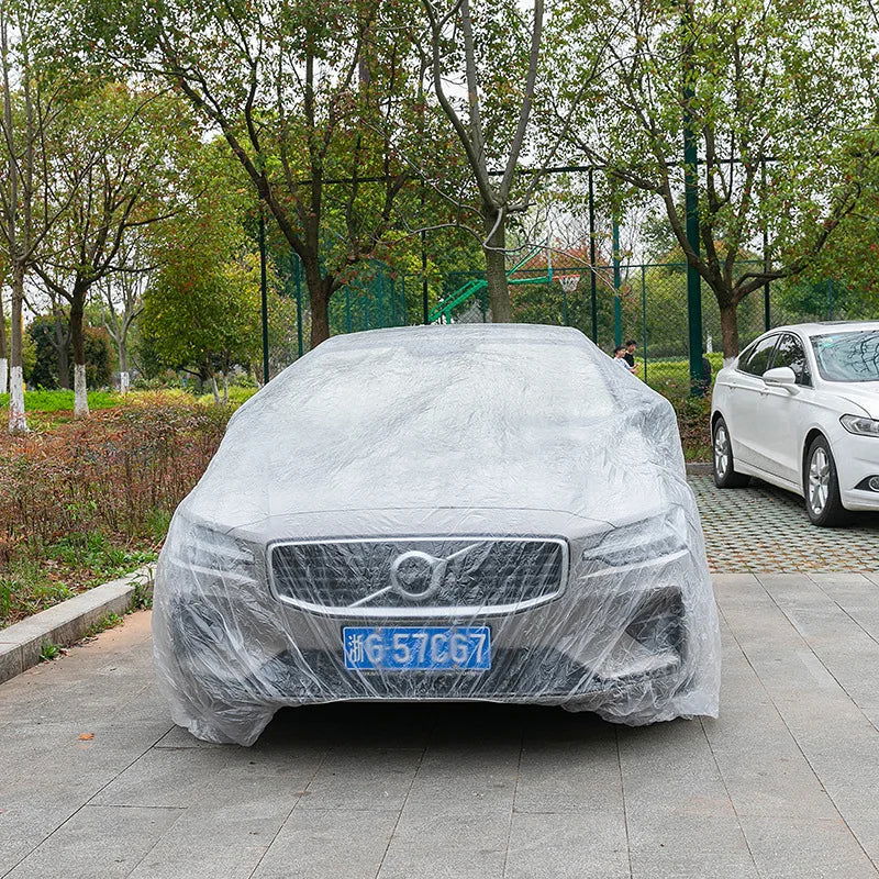 Disposable Transparent Car Clothing Cover Dustproof Rainproof Transparent Paint Dustproof Plastic PE Film Rainproof Car Cover - Slobuy