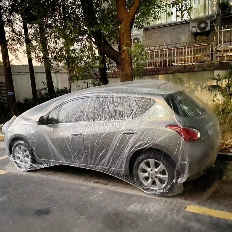 Disposable Transparent Car Clothing Cover Dustproof Rainproof Transparent Paint Dustproof Plastic PE Film Rainproof Car Cover - Slobuy