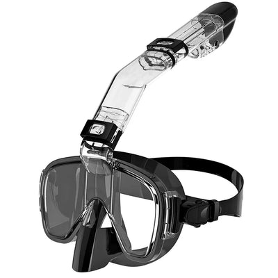 Diving Masks Foldable Anti-Fog Snorkel Mask Set with Full Dry Top System for Free Swim Professional Snorkeling Gear Adults Kids - Slobuy