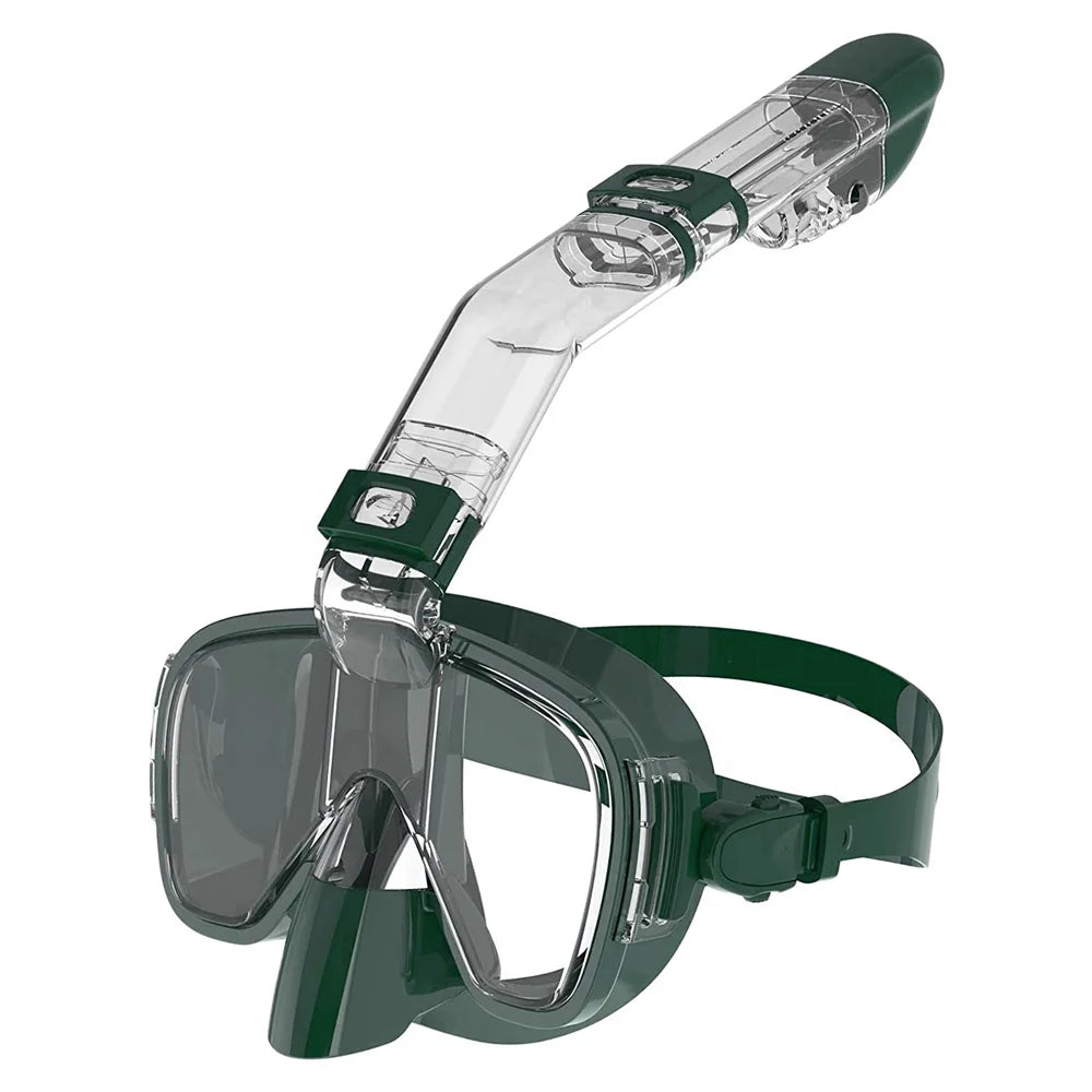 Diving Masks Foldable Anti-Fog Snorkel Mask Set with Full Dry Top System for Free Swim Professional Snorkeling Gear Adults Kids - Slobuy