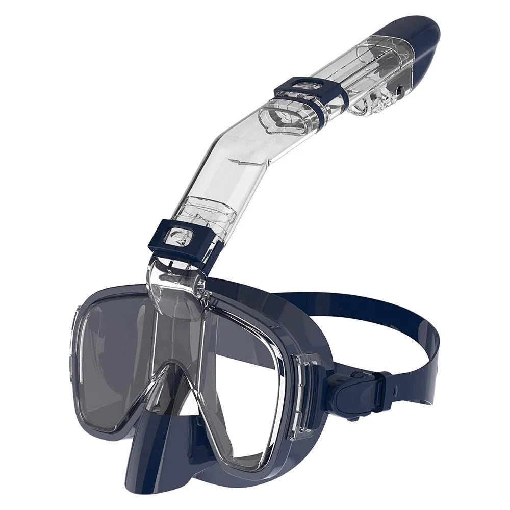 Diving Masks Foldable Anti-Fog Snorkel Mask Set with Full Dry Top System for Free Swim Professional Snorkeling Gear Adults Kids - Slobuy