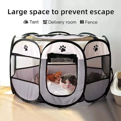 Portable Foldable Cat Tent Cat House Portable Folding Outdoor Travel Pet Tent Cat/Dog Cage Easy Operation Large Cat/Dog Fences - Slobuy