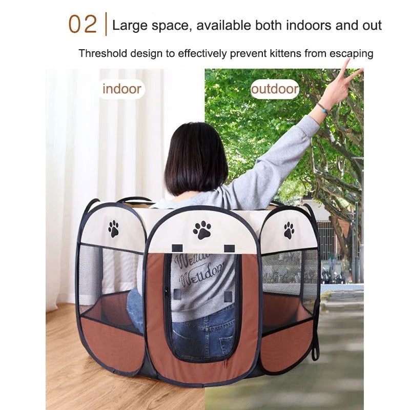 Portable Foldable Cat Tent Cat House Portable Folding Outdoor Travel Pet Tent Cat/Dog Cage Easy Operation Large Cat/Dog Fences - Slobuy