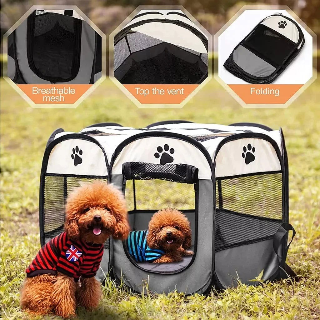 Portable Foldable Cat Tent Cat House Portable Folding Outdoor Travel Pet Tent Cat/Dog Cage Easy Operation Large Cat/Dog Fences - Slobuy