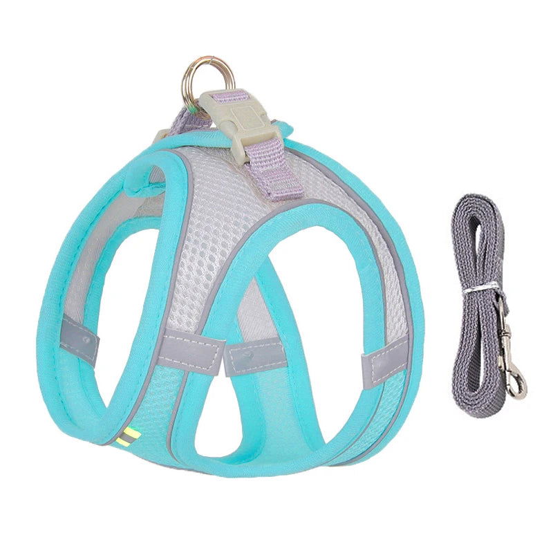 Dog Harness Leash Set for Small Dogs Adjustable Puppy Cat Harness Vest French Bulldog Chihuahua Pug Outdoor Walking Lead Leash - Slobuy