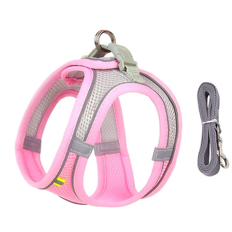 Dog Harness Leash Set for Small Dogs Adjustable Puppy Cat Harness Vest French Bulldog Chihuahua Pug Outdoor Walking Lead Leash - Slobuy