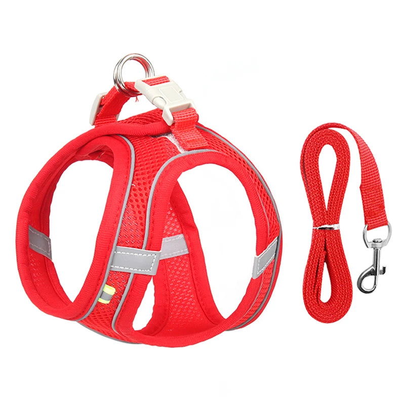 Dog Harness Leash Set for Small Dogs Adjustable Puppy Cat Harness Vest French Bulldog Chihuahua Pug Outdoor Walking Lead Leash - Slobuy