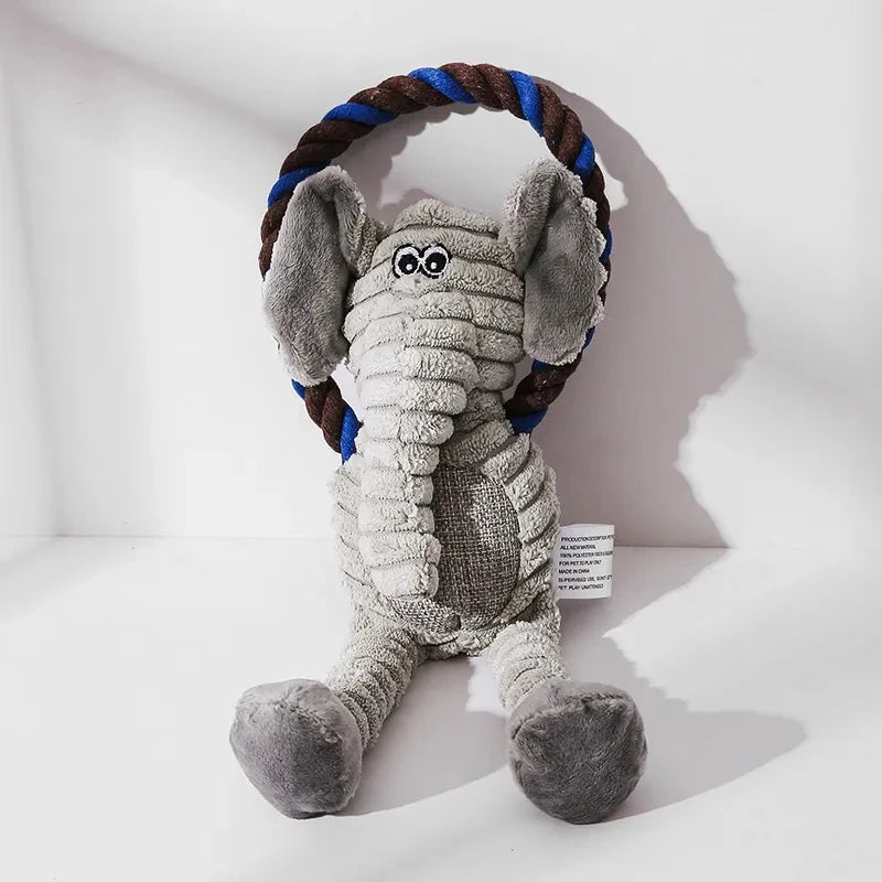 Dog Plush Toys Pet Squeaky Animal Toy Dog Bite-Resistant Clean Teeth Chew Toy Pet Supplies Interactive Toys Lion Elepant Monkey - Slobuy