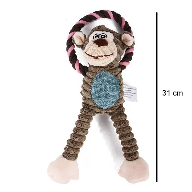 Dog Plush Toys Pet Squeaky Animal Toy Dog Bite-Resistant Clean Teeth Chew Toy Pet Supplies Interactive Toys Lion Elepant Monkey - Slobuy