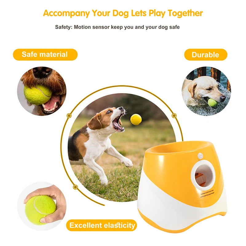Dog Tennis Launcher Automatic Pet Dogs Chase Toy Mini Tennis Throwing Pinball Machine Fun Interactive Throw Rechargable Catapult - Slobuy