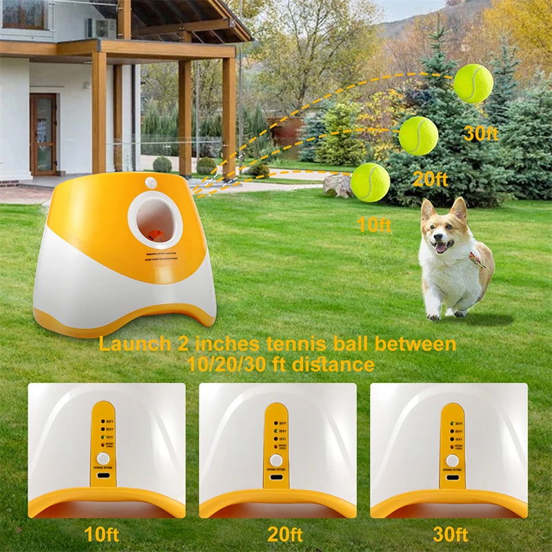 Dog Tennis Launcher Automatic Pet Dogs Chase Toy Mini Tennis Throwing Pinball Machine Fun Interactive Throw Rechargable Catapult - Slobuy