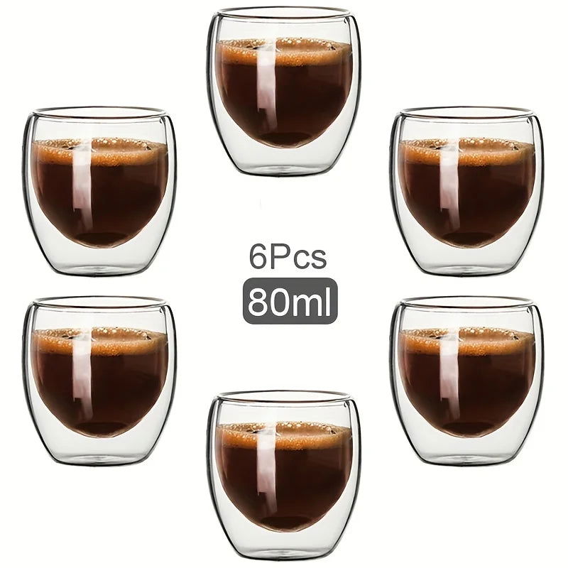 Double Wall Glass Cup Heat Insulation Transparent Handmade Tea Drink Cups MINI Whisky glasses Espresso Coffee Mug - Slobuy