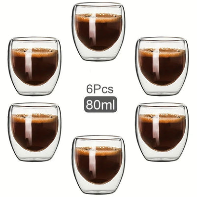 Double Wall Glass Cup Heat Insulation Transparent Handmade Tea Drink Cups MINI Whisky glasses Espresso Coffee Mug - Slobuy