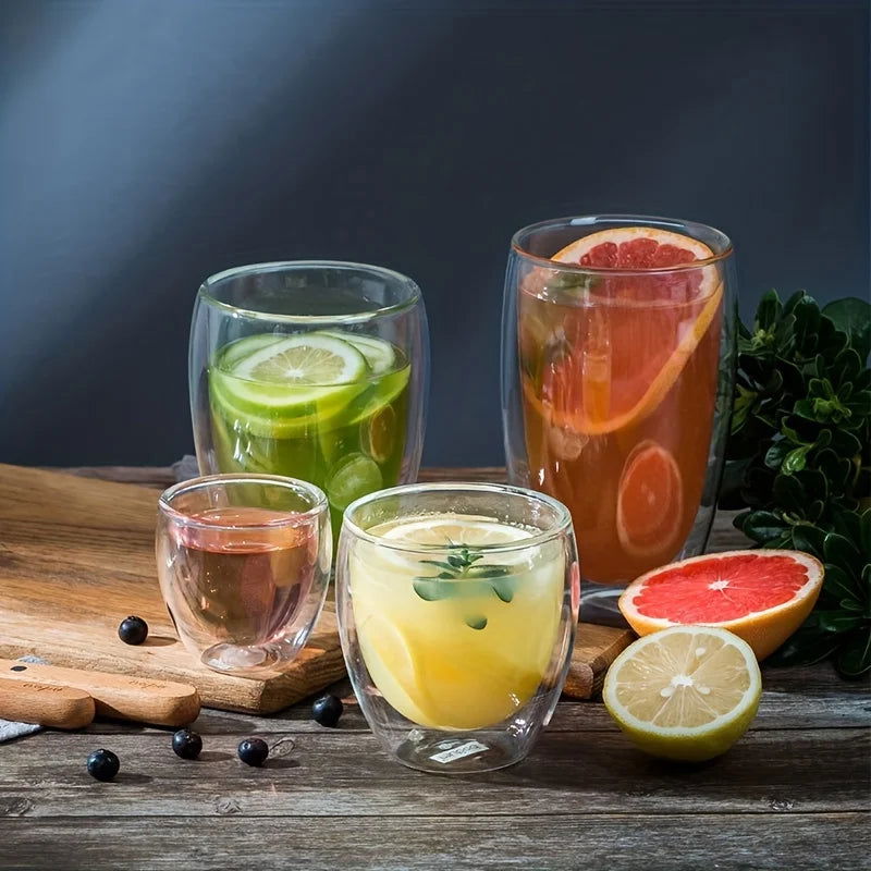 Double Wall Glass Cup Heat Insulation Transparent Handmade Tea Drink Cups MINI Whisky glasses Espresso Coffee Mug - Slobuy