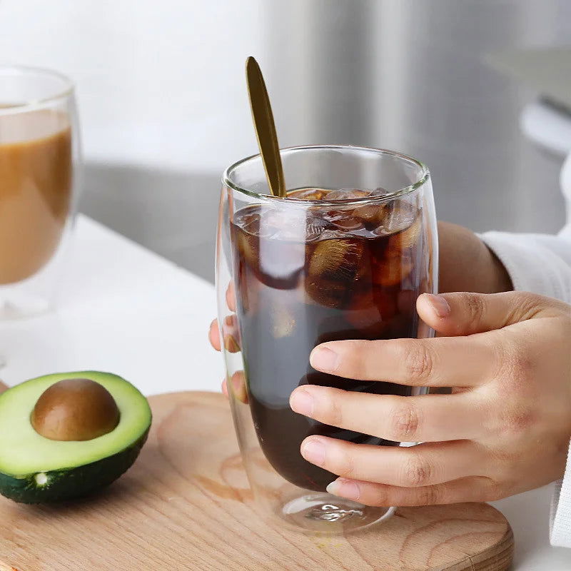 Double Wall Glass Cup Heat Insulation Transparent Handmade Tea Drink Cups MINI Whisky glasses Espresso Coffee Mug - Slobuy