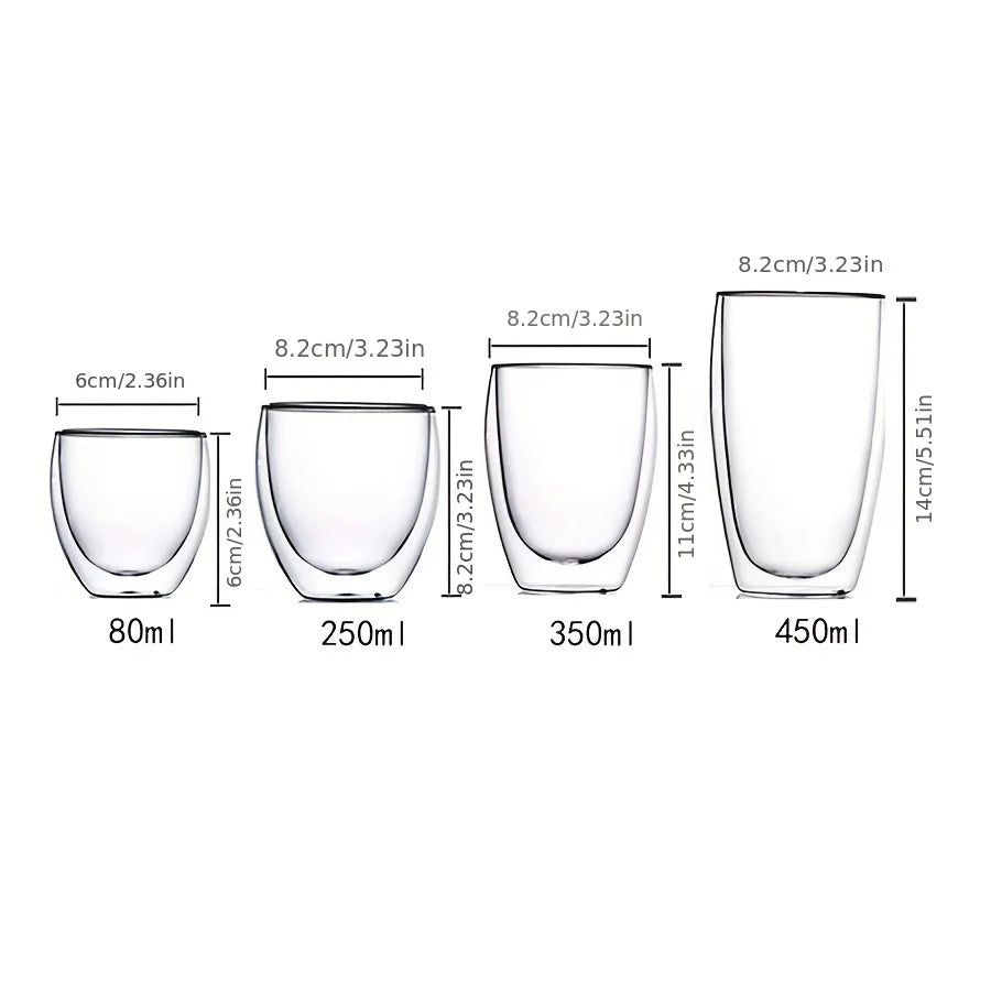 Double Wall Glass Cup Heat Insulation Transparent Handmade Tea Drink Cups MINI Whisky glasses Espresso Coffee Mug - Slobuy