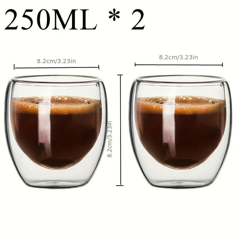 Double Wall Glass Cup Heat Insulation Transparent Handmade Tea Drink Cups MINI Whisky glasses Espresso Coffee Mug - Slobuy