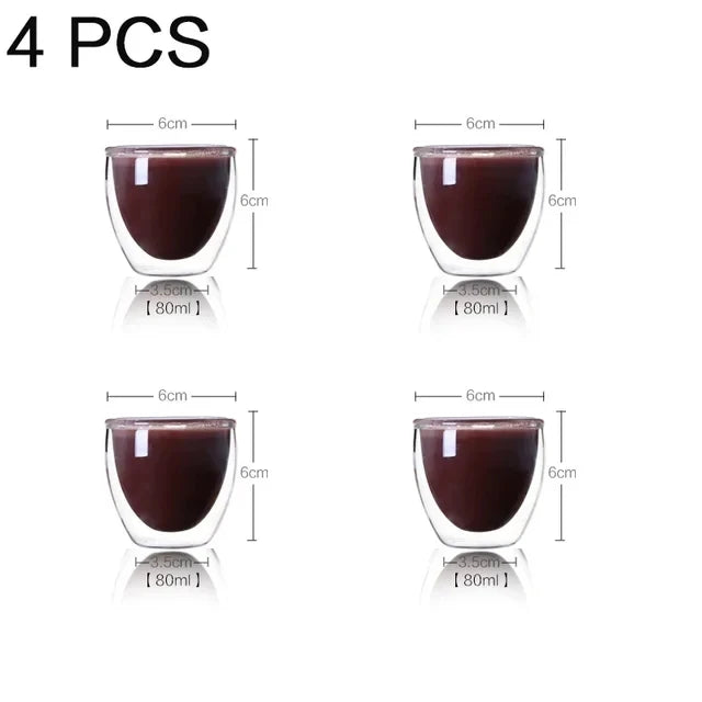 Double Wall Glass Cup Heat Insulation Transparent Handmade Tea Drink Cups MINI Whisky glasses Espresso Coffee Mug - Slobuy