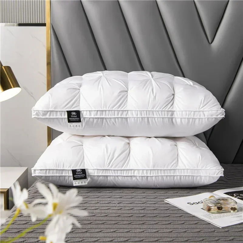 Down Pillow 100% White Goose Feather Pillow Core Five-star Hotel Cotton Single Cervical Vertebra Support Sleep Pillow - Slobuy