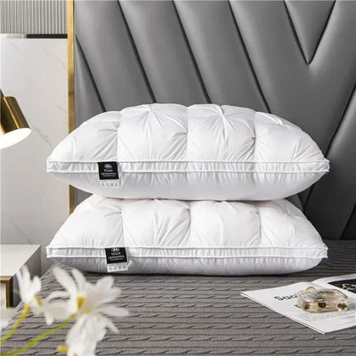 Down Pillow 100% White Goose Feather Pillow Core Five-star Hotel Cotton Single Cervical Vertebra Support Sleep Pillow - Slobuy