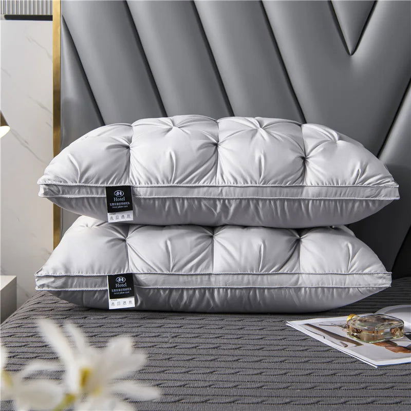 Down Pillow 100% White Goose Feather Pillow Core Five-star Hotel Cotton Single Cervical Vertebra Support Sleep Pillow - Slobuy