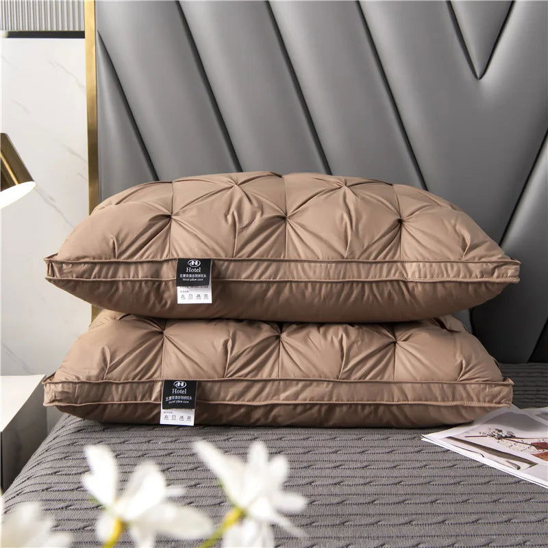 Down Pillow 100% White Goose Feather Pillow Core Five-star Hotel Cotton Single Cervical Vertebra Support Sleep Pillow - Slobuy