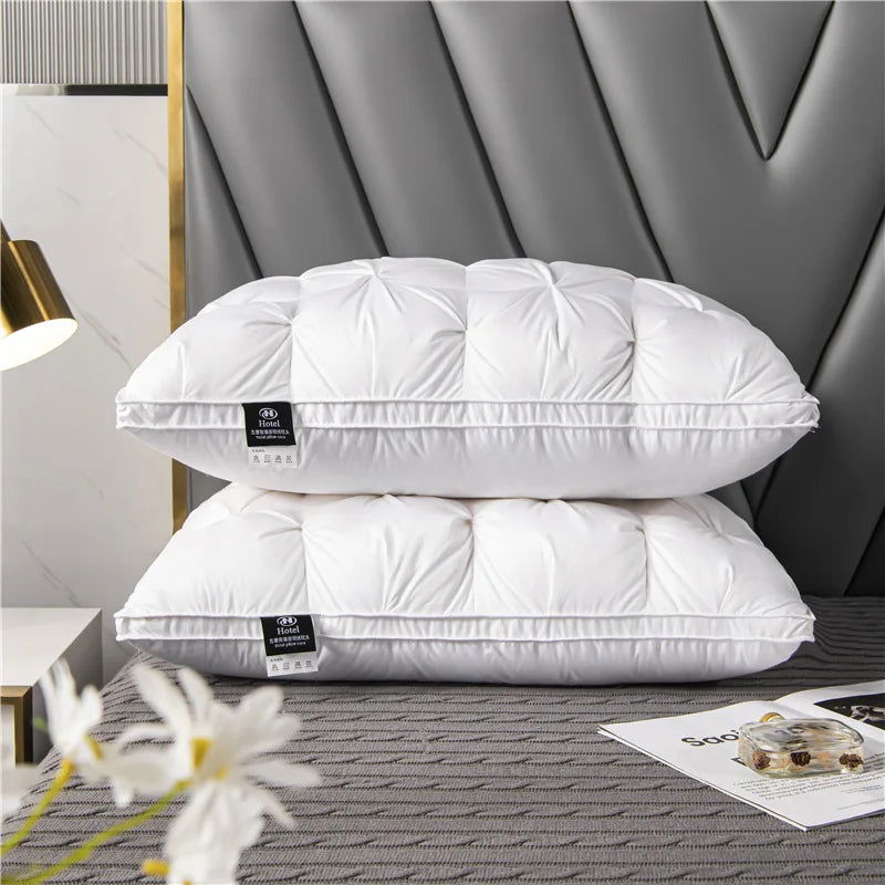 Down Pillow 100% White Goose Feather Pillow Core Five-star Hotel Cotton Single Cervical Vertebra Support Sleep Pillow - Slobuy